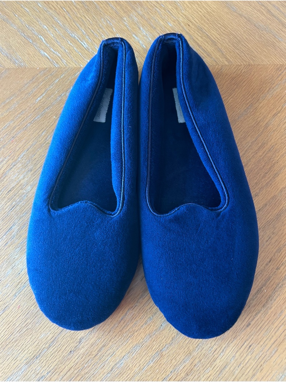 Dearfoams Women's Velour Closed Back Slippers Peacoat Blue Size 10 Memory Foam